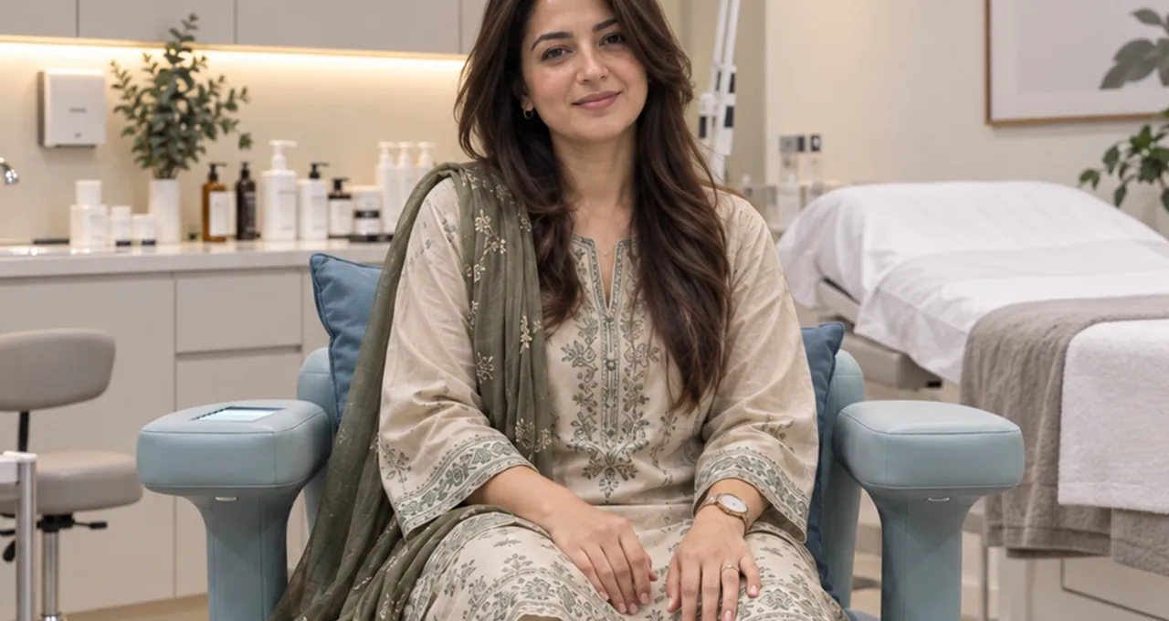 A client seated on the Eluvia pelvic floor chair at Venus Aesthetics